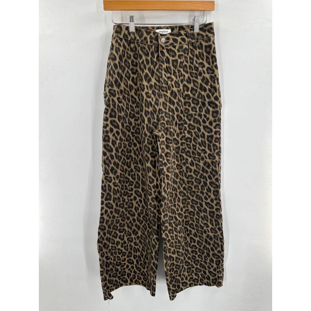 Anniewear Lea Leopard Wide Leg Jeans Large - Picture 2 of 7
